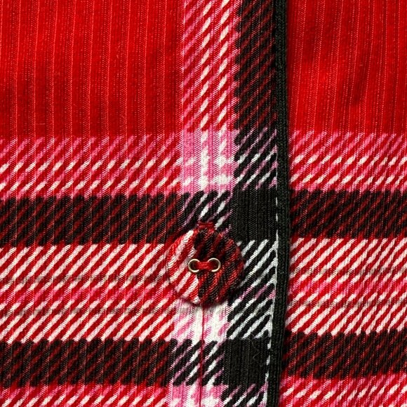 Laura Ashley Red Plaid Button-Up Long Sleeve Nightshirt Womens Size Large - Picture 5 of 8